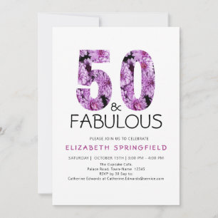 Vijftig en Fabulous Paarse Floral 50e verjaardag Kaart