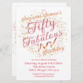 Vijftig en Fabulous Pink and Gold Sparkle Kaart (Voorkant / Achterkant)