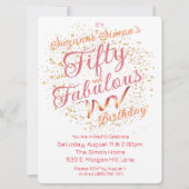 Vijftig en Fabulous Pink and Gold Sparkle Kaart (Voorkant)