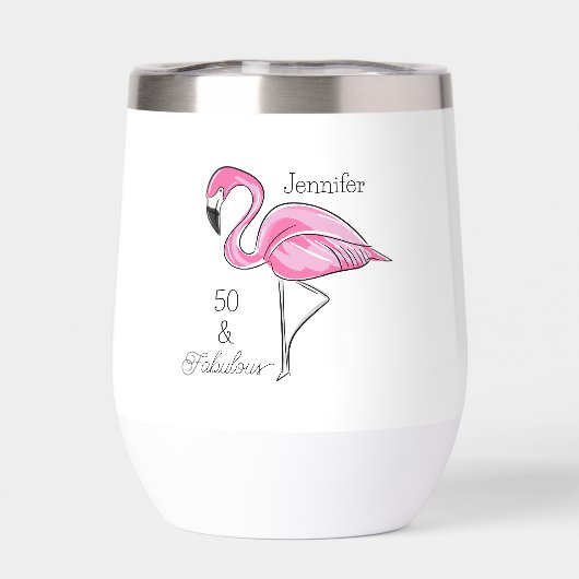 Vijftig en Fabulous Pink Flamingo Custom (Achterkant)