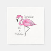 Vijftig en Fabulous Pink Flamingo Custom Servet (Voorkant)