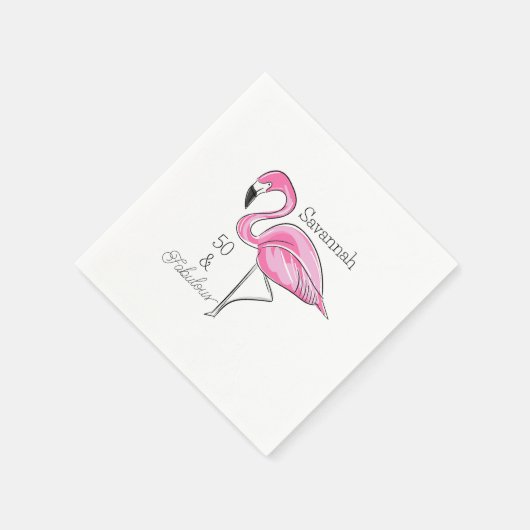 Vijftig en Fabulous Pink Flamingo Custom Servet (Hoek)