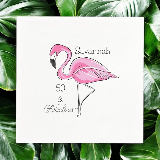 Vijftig en Fabulous Pink Flamingo Custom Servet