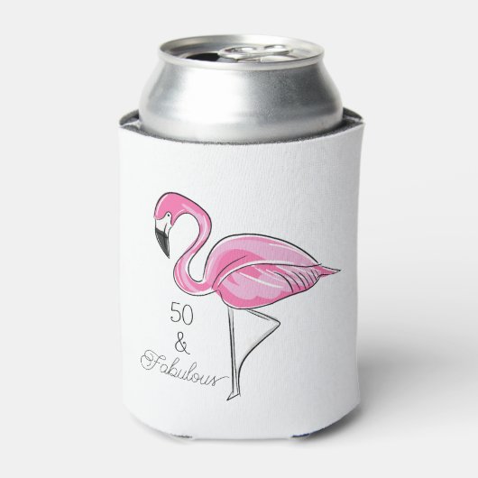 Vijftig en Fabulous Pink Flamingo Koelboxxen Blikjeskoeler (Blikje Voorkant)
