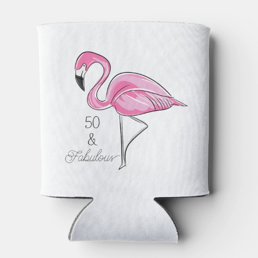 Vijftig en Fabulous Pink Flamingo Koelboxxen Blikjeskoeler (Achterkant)