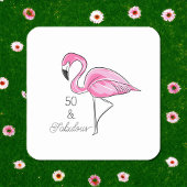 Vijftig en Fabulous Pink Flamingo Onderzetters