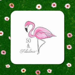 Vijftig en Fabulous Pink Flamingo Onderzetters