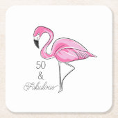 Vijftig en Fabulous Pink Flamingo Onderzetters (Voorkant)