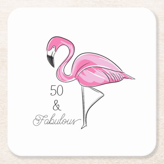Vijftig en Fabulous Pink Flamingo Onderzetters (Voorkant)