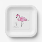Vijftig en Fabulous Pink Flamingo Papieren Bordje (Voorkant)