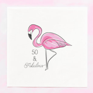 Vijftig en Fabulous Pink Flamingo Servet