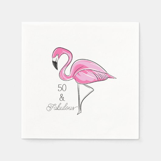 Vijftig en Fabulous Pink Flamingo Servet (Voorkant)