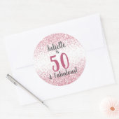 Vijftig en Fabulous Pink Glitter Confetti Birthday Ronde Sticker (Envelop)