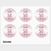 Vijftig en Fabulous Pink Glitter Confetti Birthday Ronde Sticker (Vel)
