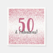 Vijftig en Fabulous Pink Glitter Confetti Birthday Servet (Voorkant)