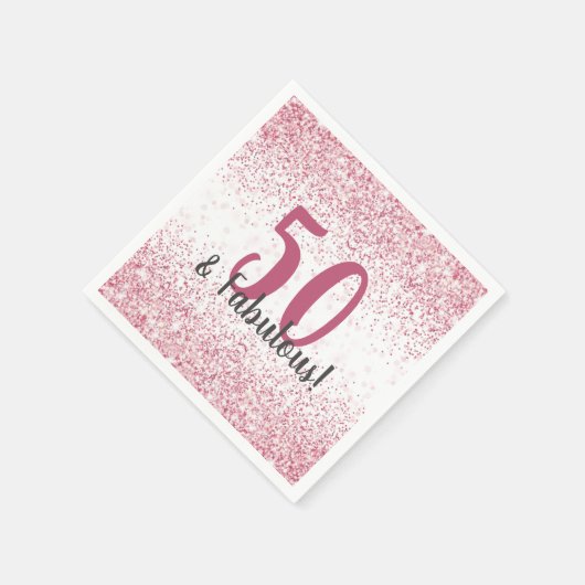 Vijftig en Fabulous Pink Glitter Confetti Birthday Servet (Hoek)