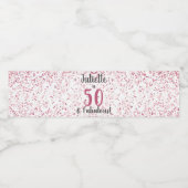 Vijftig en Fabulous Pink Glitter Confetti Birthday Waterfles Etiket (Enkel label)