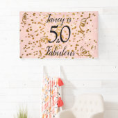 Vijftig en Fabulous Pink met Gold confetti Spandoek (Insitu)