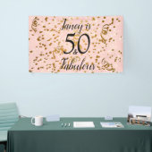 Vijftig en Fabulous Pink met Gold confetti Spandoek (Beurs)