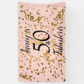 Vijftig en Fabulous Pink met Gold confetti Spandoek (Verticaal)