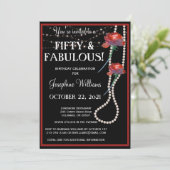 Vijftig en Fabulous Red and Black Party Kaart (Staand voorkant)