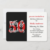 Vijftig en Fabulous Red Typography Birthday Party Kaart (Voorkant)