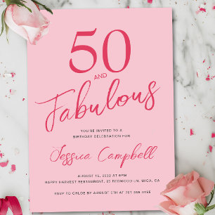 Vijftig en Fabulous Roze 50e Verjaardagsfeestje Kaart