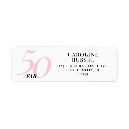 Vijftig en Fabulous Roze 50ste Verjaardag Etiket (Voorkant)
