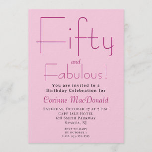 Vijftig en Fabulous Roze 50ste Verjaardagsfeest Kaart