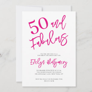 Vijftig en Fabulous Roze 50ste Verjaardagsfeestje  Kaart