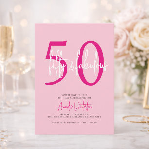 Vijftig en Fabulous Roze 50ste Verjaardagsfeestje  Kaart