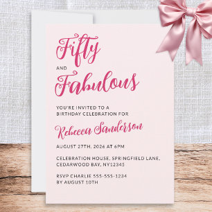 Vijftig en Fabulous Roze 50ste Verjaardagsfeestje  Kaart