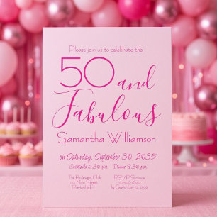 Vijftig en Fabulous Roze 50ste Verjaardagsfeestje Kaart