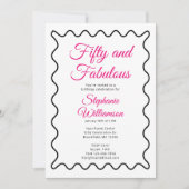 Vijftig en Fabulous Roze en Zwarte Script Kaart (Voorkant)