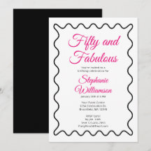 Vijftig en Fabulous Roze en Zwarte Script