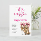 Vijftig en Fabulous Roze Gouden Hoge Hakken 50e Ve Kaart (Staand voorkant)