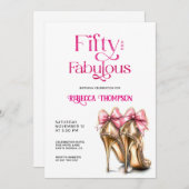 Vijftig en Fabulous Roze Gouden Hoge Hakken 50e Ve Kaart (Voorkant / Achterkant)