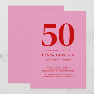 Vijftig en Fabulous Roze Rood 50ste Verjaardagsfee Kaart