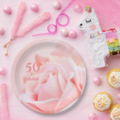 Vijftig en Fabulous | Roze Rose 50th Birthday Papieren Bordje (Feest)
