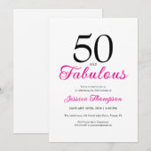 Vijftig en Fabulous Roze Script 50e Verjaardag Kaart (Voorkant / Achterkant)