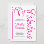 Vijftig en Fabulous Roze Script 50ste Verjaardag Kaart (Voorkant)
