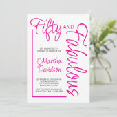 Vijftig en Fabulous Roze Script 50ste Verjaardag Kaart (Staand voorkant)