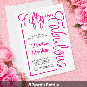 Vijftig en Fabulous Roze Script 50ste Verjaardag Kaart