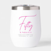 Vijftig en Fabulous Roze Script 50ste Verjaardagsf (Voorkant)