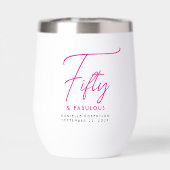 Vijftig en Fabulous Roze Script 50ste Verjaardagsf (Achterkant)