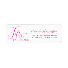 Vijftig en Fabulous Roze Script 50ste Verjaardagsf Etiket