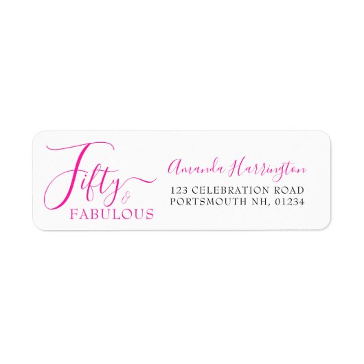 Vijftig en Fabulous Roze Script 50ste Verjaardagsf Etiket (Voorkant)
