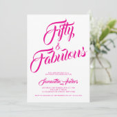 Vijftig en Fabulous Roze Script 50ste Verjaardagsf Kaart (Staand voorkant)