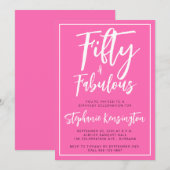 Vijftig en Fabulous Roze Script 50ste Verjaardagsf Kaart (Voorkant / Achterkant)
