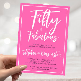 Vijftig en Fabulous Roze Script 50ste Verjaardagsf Kaart